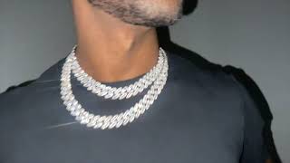 15mm Baguette Cuban Chain White Gold [upl. by Aicert]