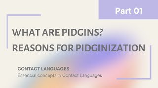 What are PIDGINS reasons for PIDGINIZATION Part 01 [upl. by Dexter]