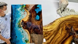 I Built A 10000 Desk From This Rotten Wood Epoxy And Creativity [upl. by Nnoved]