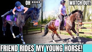 FRIEND RIDES MY YOUNG HORSE  WILL SHE STAY ON  VLOG 136 [upl. by Archie]