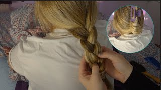 Styling My Sisters Hair for Ultimate Calm Relaxing ASMR  Brushing Braiding [upl. by Llennod899]