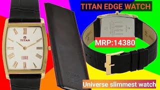 TITAN EDGE WHITE TONNEAU DIAL ANALOG LEATHER STRAP WATCH FOR MENEDGE SLIMMEST WATCHES NR1044YL04 [upl. by Jorie]