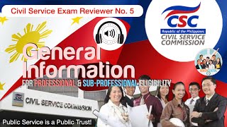 Civil Service Exam Reviewer No 5 General Information  reviewcentral csc civilserviceexam [upl. by Cire]