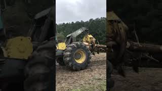 Dragging pine TimberJack 460 skidder logging coldstart stihl jakebrake chainsaw [upl. by Iffar]