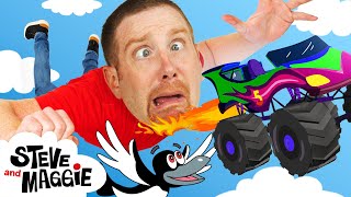 Best Monster Truck Story  More Toys from Steve and Maggie  Dinosaurs for Kids  Finger Family Song [upl. by Enaenaj382]