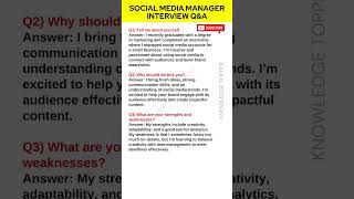 Social Media Manager Interview Questions and Answers [upl. by Idroj875]