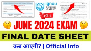 June 2024 Exam के लिए Final Date Sheet कब आएगी  IGNOU Date Sheet 2024  IGNOU Exam Date Sheet 2024 [upl. by Vivyan]