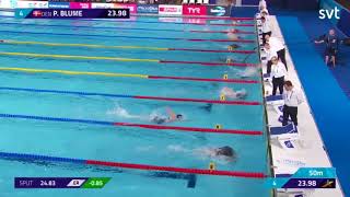 PERNILLE BLUME SWIMS A 2398 IN THE FIRST 50 METERS AND DIES AT THE SECOND 50 METER [upl. by Yrreb]