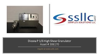 Diosna P 16 High Shear Granulator [upl. by Dedra]