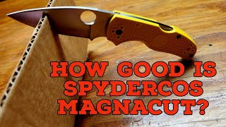 Spydercos Magnacut Edge Retention Cut Test knives magnacut native5salt [upl. by Rodina]