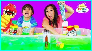 Ryans World Slime Baff Surprise Toys Challenge game  Mystery Slime  Mystery Putty Molekule [upl. by Clem949]