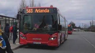 Sweden Stockholm bus 583 ride from Märsta station to Arlanda Airport [upl. by Cheney933]