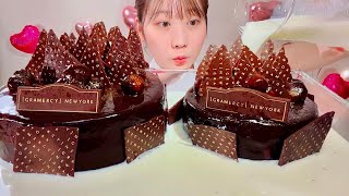 ASMR Chocolate Cake with Milk【Mukbang Eating Sounds】【English subtitles】 [upl. by Chellman]