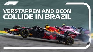 Verstappen And Ocon Collide  2018 Brazilian Grand Prix [upl. by Araiet]