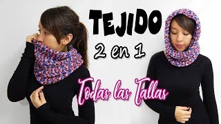 CUELLO y CAPUCHA 2 en 1 Tejido a Crochet TODAS LAS TALLAS muy fácil  Moda Crochet Maritza [upl. by Bonucci]