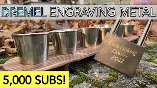 How I Engrave Metal with a Dremel LockPickingLawyer  Shot Glasses [upl. by Eelyac512]