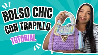 🧶 BOLSO TEJIDO CON TRAPILLO  REALIZADO CON PUNTOS BÁSICOS [upl. by Armalda475]