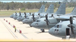 C27J Spartan Mass Departure  RAAF Base Amberley [upl. by Belanger]