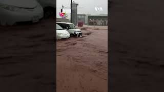 Roads in the Japanese city of Wajima show a river after heavy rains [upl. by Mason]