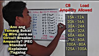 Ano ang Tamang Sukat ng Wire para sa Circuit Breaker Ampacity PEC Standard Explained Tagalog [upl. by Atlas224]