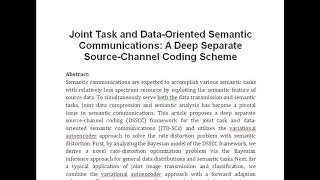 Joint Task and Data Oriented Semantic Communications A Deep Separate Source Channel Coding Scheme [upl. by Hagood]