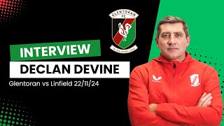 Post Match Interview  Glentoran 10 Linfield  Declan Devine [upl. by Reiko426]