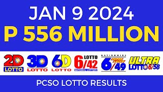 Lotto Result January 9 2024 9pm PCSO [upl. by Aerdma]