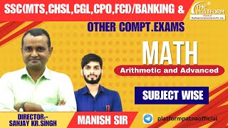 MATH SUBJECT WISE  DAY2  BYMANISH SIR ssccgl maths ssccgl maths ssccgl maths ssccgl [upl. by Kovacs893]