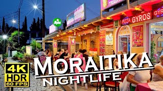 Corfu Greece Moraitika Nightlife Bars Restaurants in 4K 60fps HDR 💖 The best places 👀 Walking tour [upl. by Carolynne]