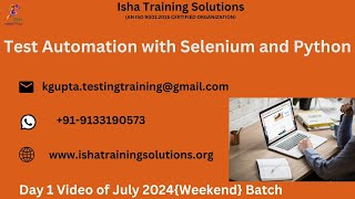 Selenium and Python Day 1 Video On 28th July 2024 Call or WhatsApp us on 919133190573 to Enroll [upl. by Karleen]