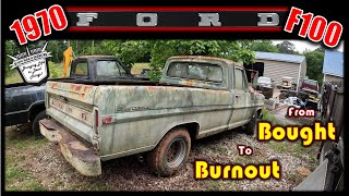 FIRST START after being ABANDONED 1970 Ford F100  From BOUGHT to BURNOUT [upl. by Dweck395]