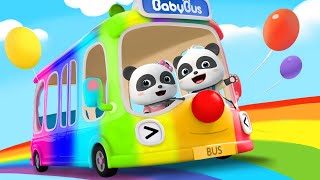 Wheels on the Bus Rainbow Version  Colors Song  Nursery Rhymes  Kids Songs  BabyBus [upl. by Anead]