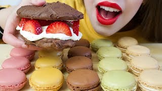 ASMR STARBUCKS MACARONS  Raspberry Chocolate Marakuja CRUNCHY Eating Sounds No Talking [upl. by Yeslehc]