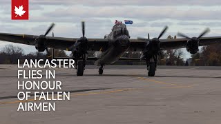 Restored Lancaster bomber flies in honour of Canadian Victoria Cross recipient and fallen airmen [upl. by Enilrem444]