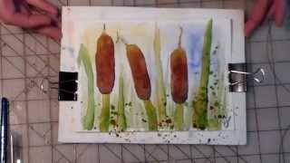 watercolor cattails beginner tutorial [upl. by Nyvets]