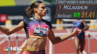 Sydney McLaughlin BREAKS WORLD RECORD AGAIN to clinch 400 hurdles national title  NBC Sports [upl. by Ennahgiel124]