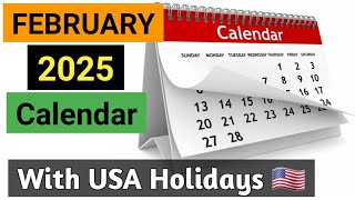 Feb 2025 Calendar US 🇺🇸  February 2025  2025 Calendar With Holidays  Valentine Day 2025 [upl. by Agnimod]