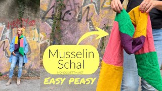 EASYPEASY ✂️ Schal aus Musselin nähen Nähen für Anfänger kostenlose Anleitung [upl. by Rentsch364]