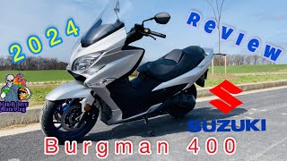 2024 Suzuki Burgman 400 Scooter Close Look and Walk Around Review Short Ride [upl. by Irahc468]