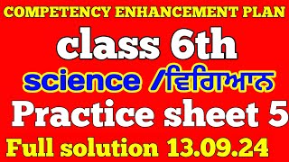 Class 6 SCIENCE Worksheet 5 solution 30082024 english and punjabi medium [upl. by Atsok]