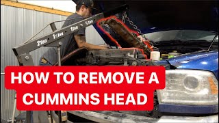 HOW TO REMOVE A CYLINDER HEAD OFF OF A RAM 67 CUMMINS PART 1 [upl. by Yran697]