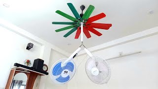 Twin stand fans under the 12 blade ceiling fan experiment 😎 [upl. by Hans]