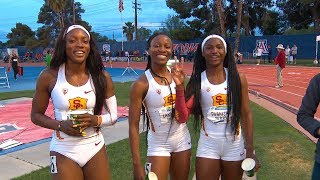 2019 Pac12 Track amp Field Championships Twanisha Terry leads trio of USC sprinters in 100meters [upl. by Ocicnarf]