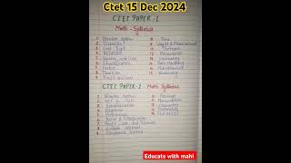 Ctet 15th Dec Syllabus Ctet maths syllabus Paper 1amp2 syllabus ctet syllabus👍 [upl. by Ahsikrats]