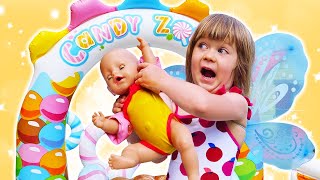 Family fun in the pool with kids amp baby dolls  Videos for kids full of Baby Born dolls [upl. by Airretnahs]