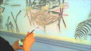 How to etch a mural on a mirror video 5 [upl. by Atenek748]