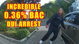 Bodycam DUI Arrest  26YearOld Woman Blows a 036 Breath Alcohol Concentration [upl. by Ahsimaj]