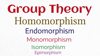 Group Theory Homomorphism Endomorphism Monomorphism Isomorphism Epimorphism [upl. by Afihtan]