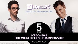 CaruanaCarlsen Game 5  2018 FIDE World Chess Championship [upl. by Tuchman]