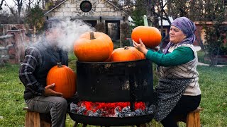 Making Pumpkin Pasta and Paste  Rustic Village Recipe [upl. by Leahcimrej544]